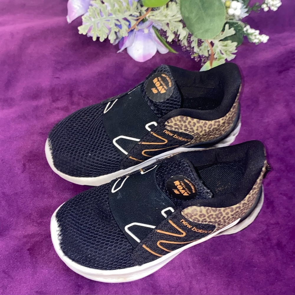 New Balance kids Black and Leopard Sneakers